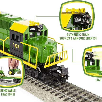 LNL2123040, Lionel John Deere GP38 Freight LionChief Electric O Gauge Bluetooth 5.0 Train Set with Remote