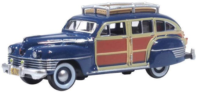 OXD-87CB42002, 1942 Chrysler Town and Country Station Wagon Assembled South Sea Blue, Woody -- HO Scale