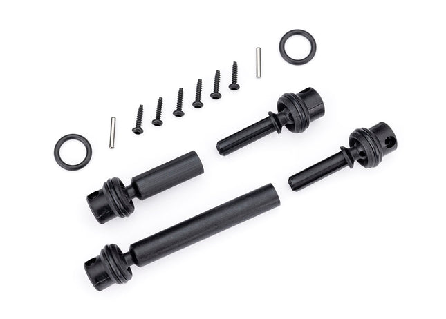 TRA9855, Traxxas Driveshafts, center, assembled (front & rear) (fits 1/18 scale vehicles with long wheelbase)