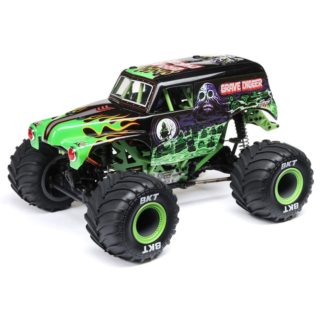 LOS01026T1, 1/18 Mini LMT 4X4 Brushed Monster Truck RTR, Grave Digger