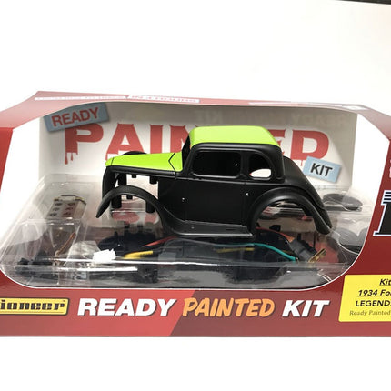 KIT#11(RP), Pioneer 1934 Ford Coupe Legends Racer 'Ready Painted' (Black/Green) Kit 1/32 Slot Car