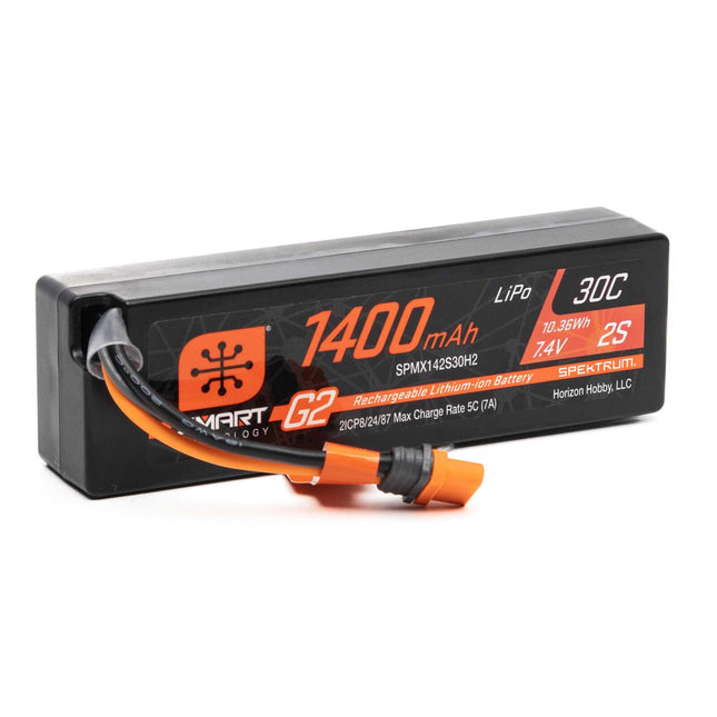 SPMX142S30H2, Spektrum RC 2S Smart G2 LiPo 30C Battery Pack (7.4V/1400mAh) w/IC2 Connector