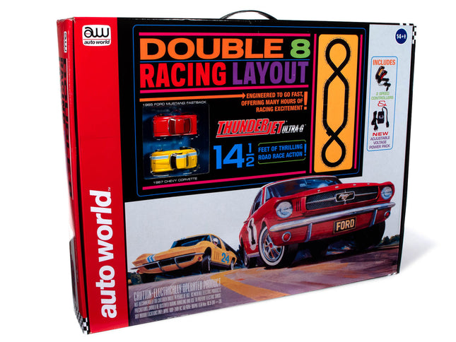 SRS341, Auto World 14.5' Double 8 Racing Slot Race Set