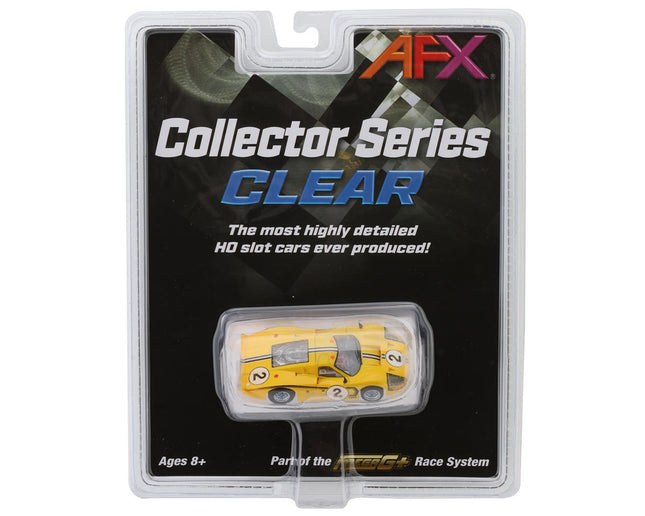 AFX22014, AFX Collector Series 1967 Ford GT40 Mk IV Le Mans #2 1/64 Scale Slot Car (Yellow) (SWB) (Mega G+)