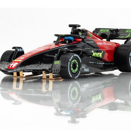 AFX22081, AFX Alfa Romeo 2023 F1 Spa 1/64 Scale Slot Car (Green/Red) (LWB) (Mega G+) (Limited Edition)