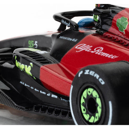 AFX22081, AFX Alfa Romeo 2023 F1 Spa 1/64 Scale Slot Car (Green/Red) (LWB) (Mega G+) (Limited Edition)