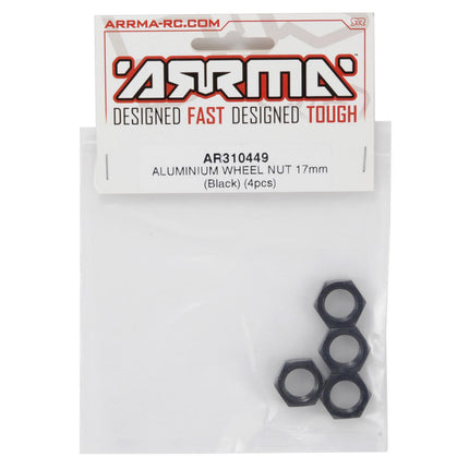 ARAC9763, AR310449, Arrma 17mm Aluminum Wheel Nut (Black) (4)