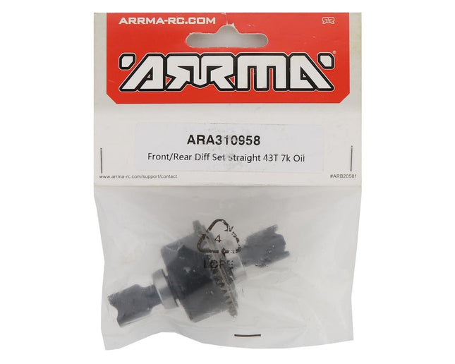 ARA310958, Arrma Limitless/Infraction Front/Rear Differential w/Straight Cut Gear (43T)