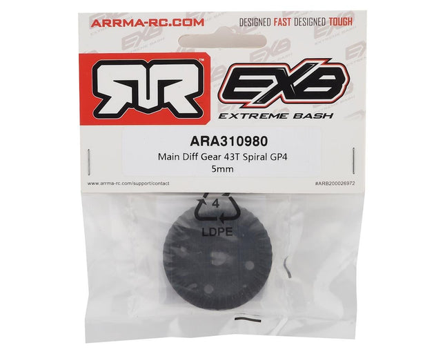 ARA310980, Arrma Kraton EXB Spiral Cut Main Differential Gear (43T)