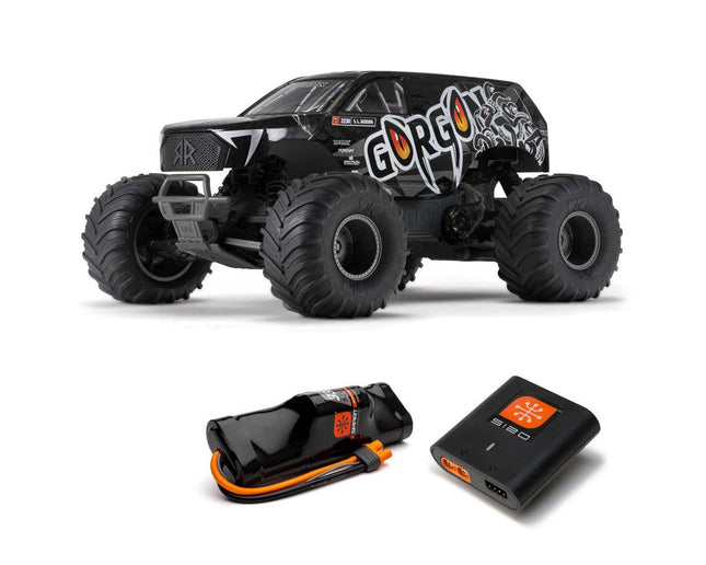 ARA3230SKT1, Arrma Gorgon 4X2 MEGA 550 Brushed 1/10 Monster Truck Ready-To-Assemble Kit w/SLT2 2.4GHz Radio, Battery & Charger