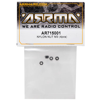 AR715001, Arrma 3mm Nylon Nut Set (4)