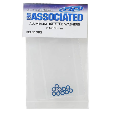 ASC31383, Team Associated 5.5x2.0mm Aluminum Ball Stud Washer (Blue) (10)