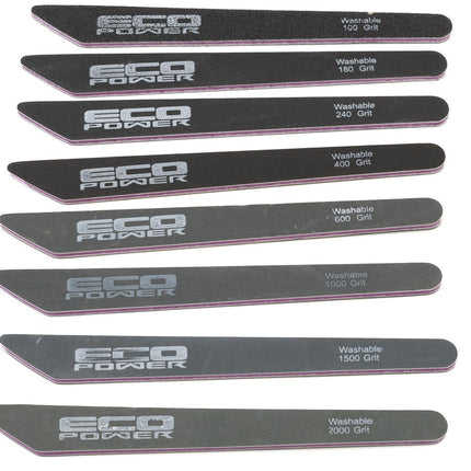 ECP-3013, EcoPower Sanding Sticks Set (8) (100/180/240/400/600/1000/1500/2000 Grit)