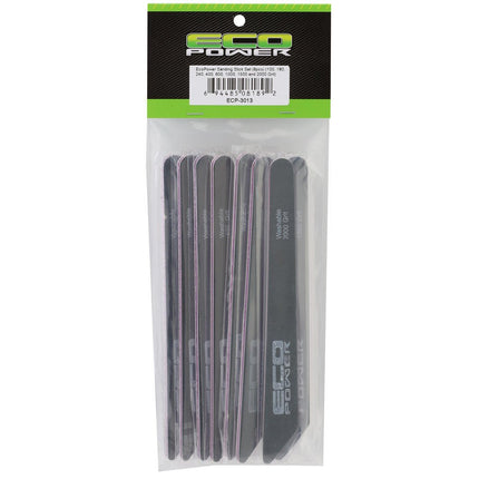 ECP-3013, EcoPower Sanding Sticks Set (8) (100/180/240/400/600/1000/1500/2000 Grit)