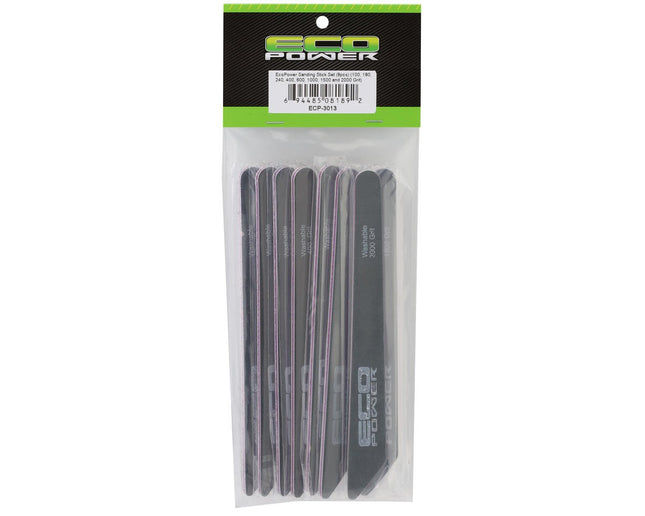 ECP-3013, EcoPower Sanding Sticks Set (8) (100/180/240/400/600/1000/1500/2000 Grit)