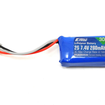 EFLB2802S30, E-flite 2S LiPo Battery 30C (7.4V/280mAh) w/UMX Connector
