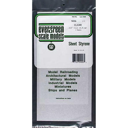 EVERGREEN, EVG-9006, 6 x 12 x .010 Clear Sheets (2)