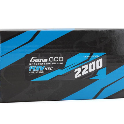 GEA4S220045D, Gens Ace 4S LiPo Battery 45C (14.8V/2200mAh) w/Deans