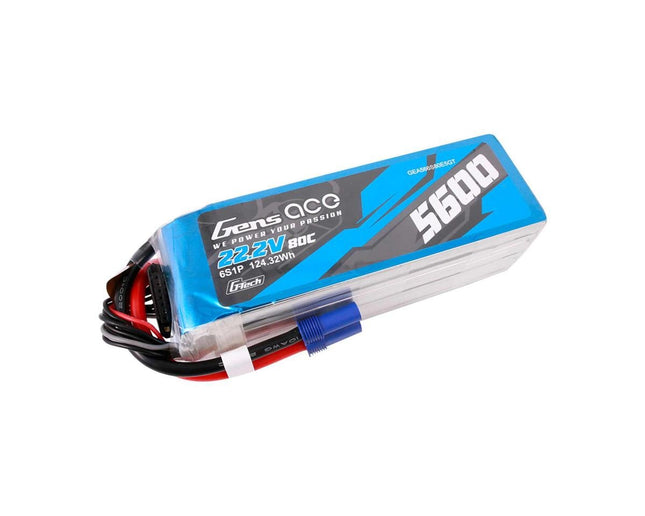 GEA566S80E5GT, Gens Ace G-Tech Smart 6S LiPo Battery 80C (22.2V/5600mAh) w/EC5 Connector