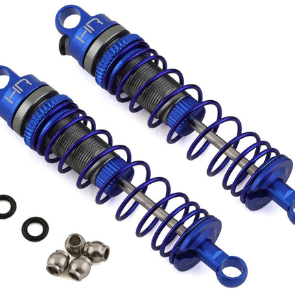 HRAMTT62DP01, Hot Racing Losi Mini-T 2.0 Aluminum Rear Threaded Shock Set (Blue) (2)