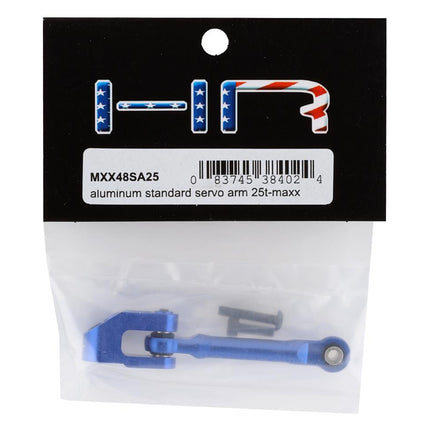 HRAMXX48SA25, Hot Racing Traxxas Maxx Aluminum Fixed Steering Link w/25T Servo Arm (Blue)