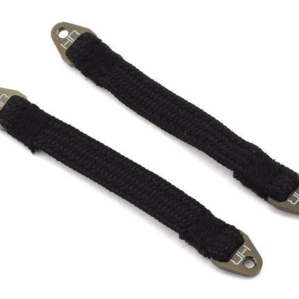 HRASLS90T1111, Hot Racing 90mm Suspension Travel Limit Straps (2) (Gunmetal)