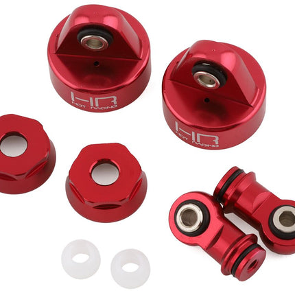 HRATUDR156CA02, Hot Racing Aluminum Shock Damper Caps & Ends (Red) (2)