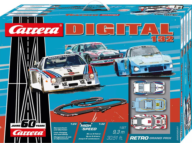 20030031, Carrera Digital 132 Retro Grand Prix 1:24 Scale Slot Car Set