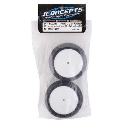 JCO3180-101021, JConcepts Pin Swag 2.2" Pre-Mounted Rear Buggy Carpet Tires (White) (2) (Pink) w/12mm Hex