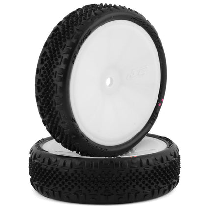 JCO3181-101011, JConcepts Pin Swag 2.2" Pre-Mounted 2WD Front Buggy Carpet Tires (White) (2) (Pink) w/12mm Hex