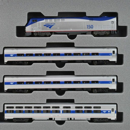 KAT106-6285, Kato 106-6285, N Scale Amfleet, Phase VI Viewliner Intercity Express 4 Unit Starter Series Train Set, With Amtrak Phase V GE P42, Std. DC, #150