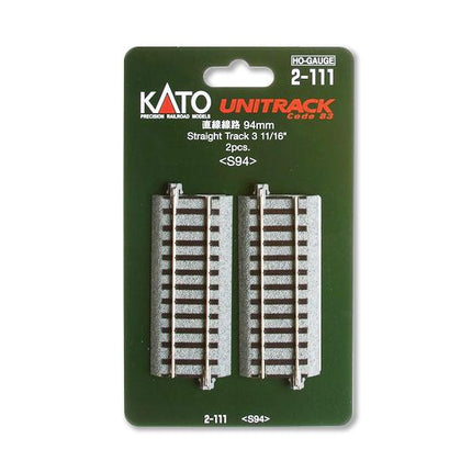 KAT2111, Kato HO Scale 2-111 Unitrack Straight Section, 3-11/16" 94mm