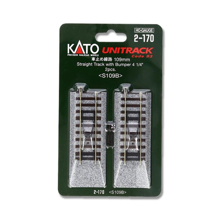 KAT2170, Kato HO Scale 2-170 Unitrack Straight Section w/Bumpers, 4-1/4" 109mm