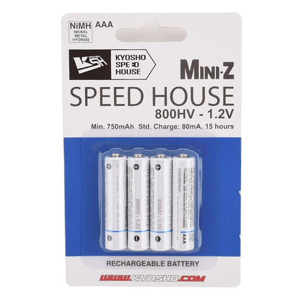 KYO71998, Kyosho Speed House Mini-Z AAA NiMh Batteries (800HV) (4)