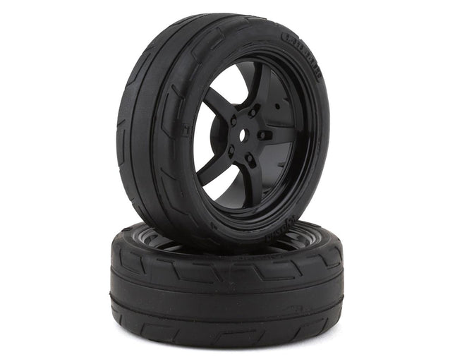 KYOFATH705BKM, Kyosho Fazer Pre-Mounted TC Tire w/5-Spoke Racing Wheel (Black) (2) w/12mm Hex