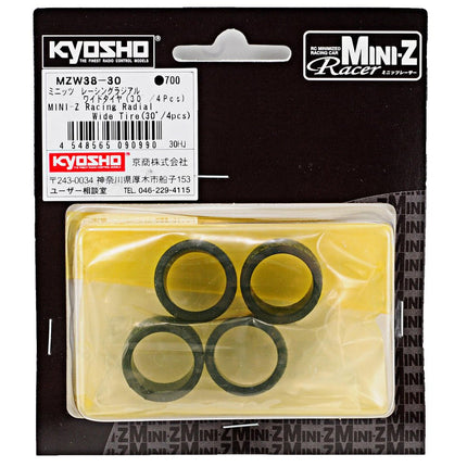 KYOMZW38-30, Kyosho Mini-Z 11mm Wide Racing Radial Tire (4) (30 Shore)