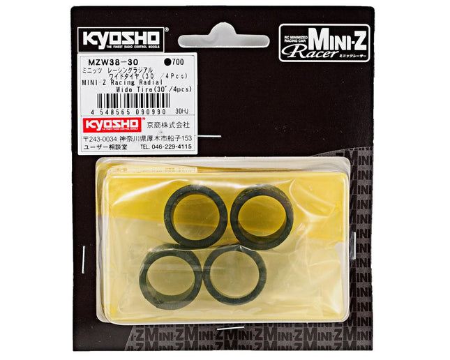 KYOMZW38-30, Kyosho Mini-Z 11mm Wide Racing Radial Tire (4) (30 Shore)