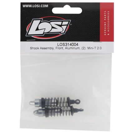 LOS314004, Shock Assembly, Front, Aluminum, (2): Mini-T 2.0