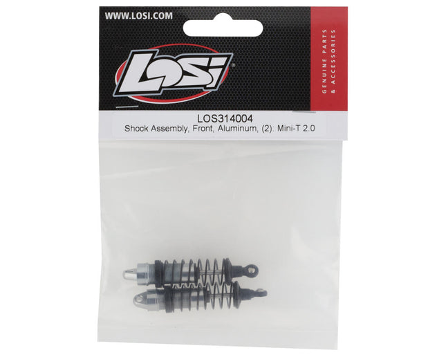 LOS314004, Shock Assembly, Front, Aluminum, (2): Mini-T 2.0