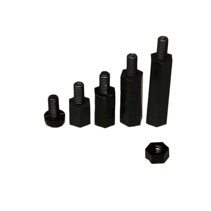 M3 Nylon Hex Male-Female Spacer Standoffs Screw Nut Assortment Kit - Black