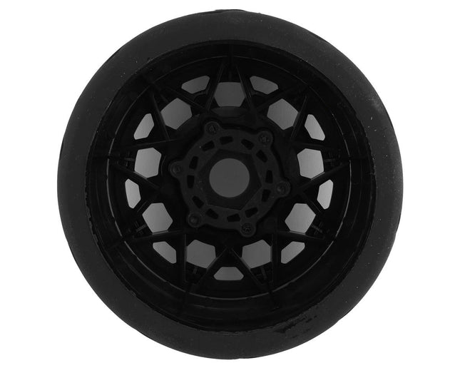 MTD1401, Method RC Velociter Belted Pre-Mount 1/7 On-Road Rear Tires (Black) (2) w/Hive 17mm Hex Wheels