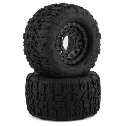 MTD1500, Method RC Terraform Belted Pre-Mount 1/10 Monster Truck Tire (Black) (2) w/Array Beadlock 12mm & 14mm Hex Wheels