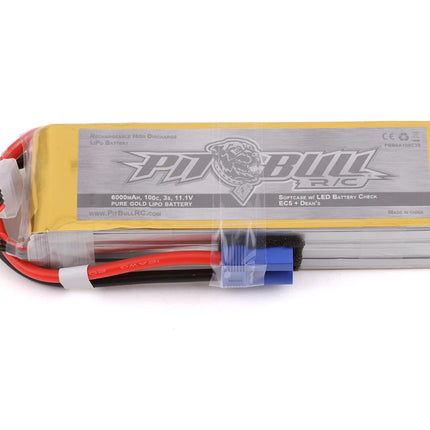 PBTPBB6A100C3S, Pit Bull Tires Pure Gold 3S 100C Softcase LiPo Battery (11.1V/6000mAh) w/Battery Life Indicator & EC5 Connector