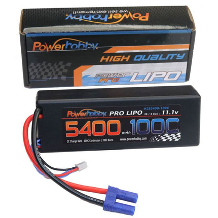 PHB3S5400100EC5, Powerhobby 3s 11.1v 5400mAh 100c Lipo Battery w EC5 Plug Hardcase