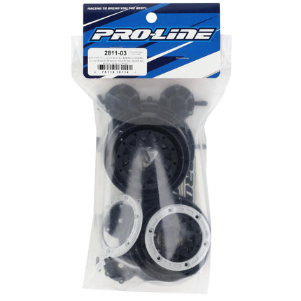 PRO281103, Pro-Line Raid Bead-Loc 2.2/3.0" Short Course Wheels (Silver/Black) (2) w/12mm & 14mm Removable Hex