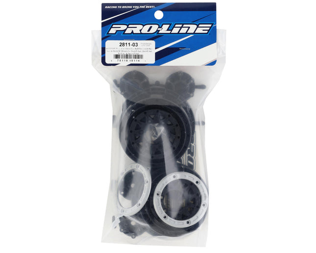 PRO281103, Pro-Line Raid Bead-Loc 2.2/3.0" Short Course Wheels (Silver/Black) (2) w/12mm & 14mm Removable Hex