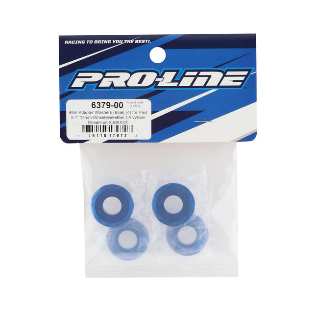 PRO637900, Pro-Line X-Maxx 1/5 Aluminum Adapter Washer (4) (Blue)