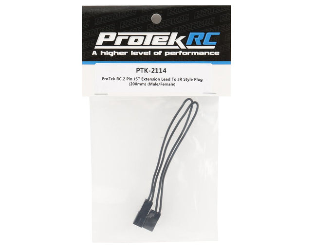 PTK-2114, ProTek RC 2 Pin JST Extension Lead to JR Servo Style Plug (200mm) (Male/Female)