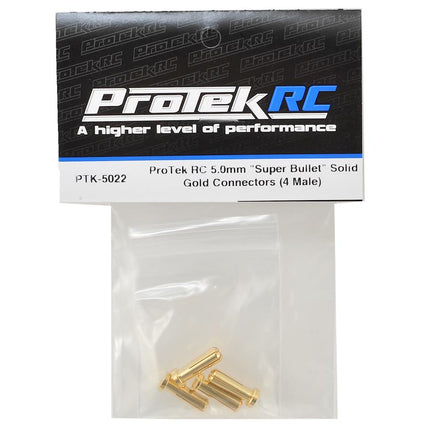 PTK-5022, ProTek RC 5.0mm "Super Bullet" Solid Gold Connectors (4 Male)