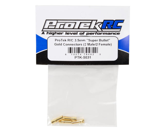 PTK-5031, ProTek RC 3.5mm "Super Bullet" Gold Connectors (2 Male/2 Female)